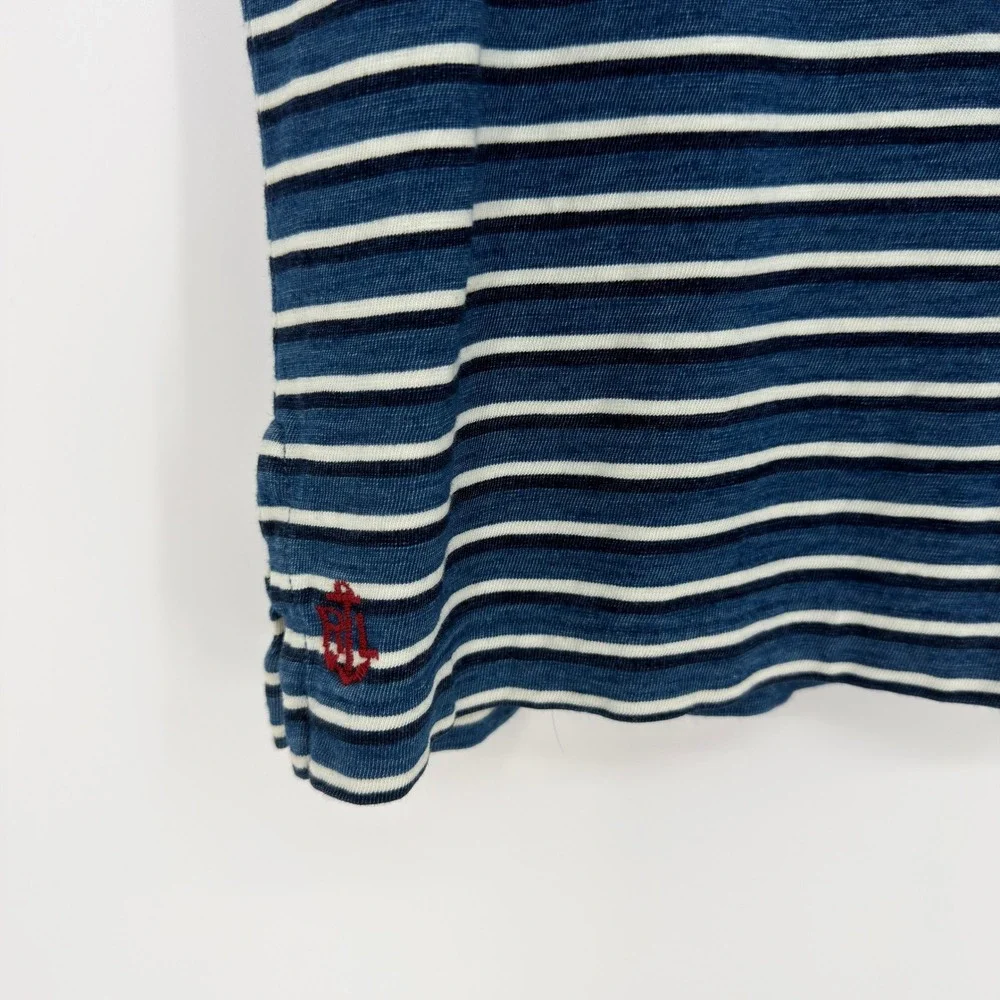 NWOT Polo Ralph Lauren Men XL Blue White Striped Cotton Jersey Pocket Polo Shirt
